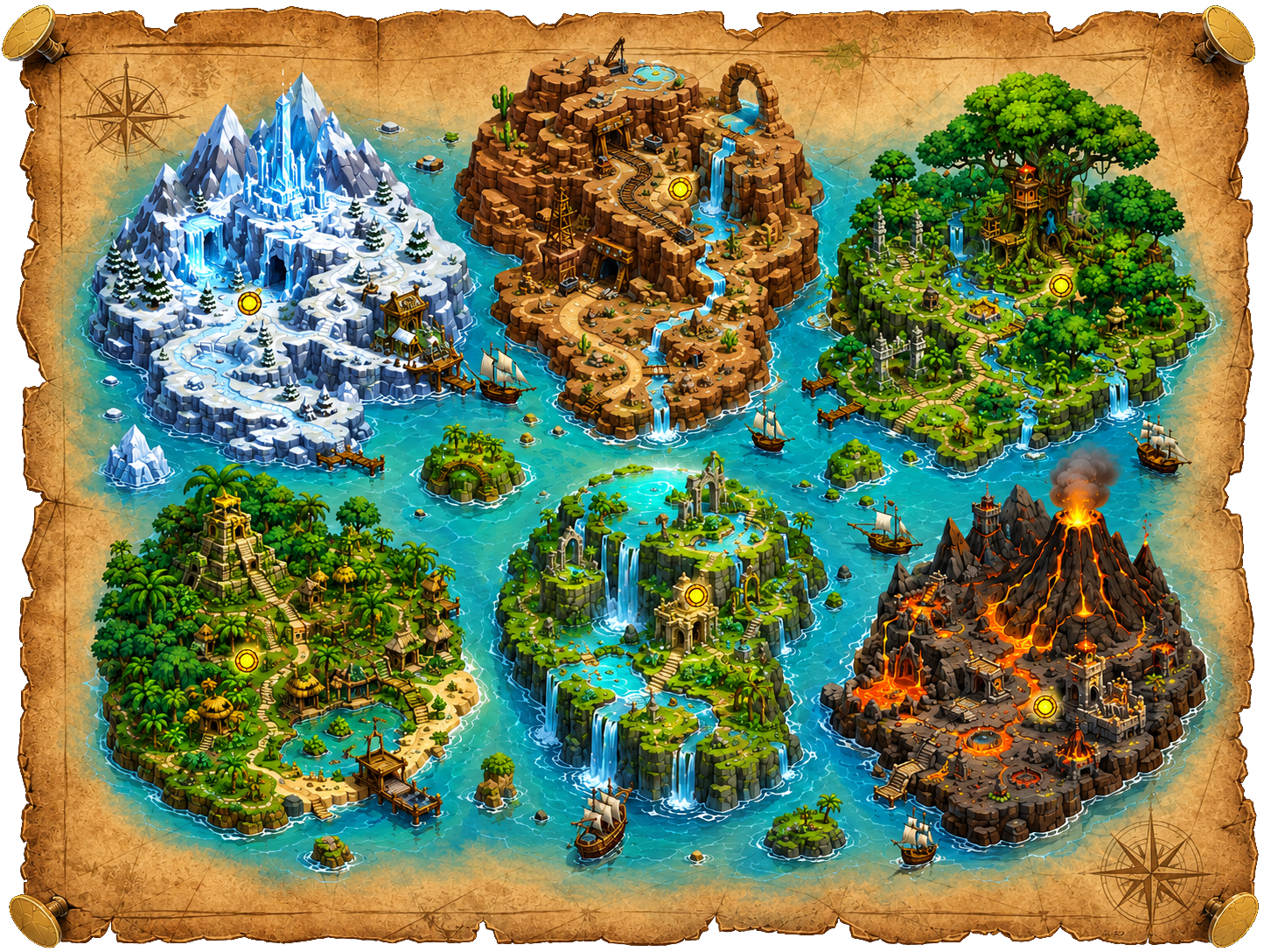 The Kokka adventure map — themed islands your child unlocks as skills are mastered